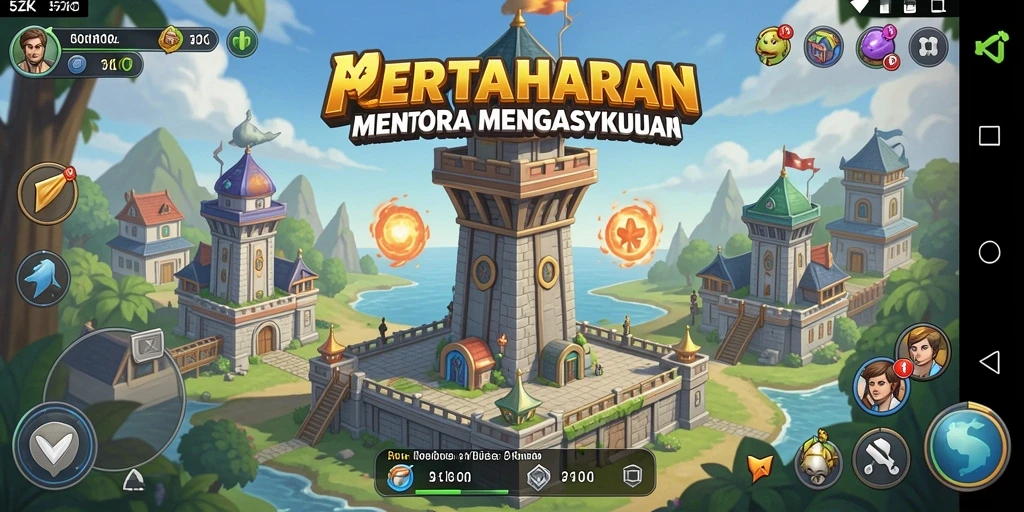 Tampilan gameplay menara yang penuh aksi di 5ZK.