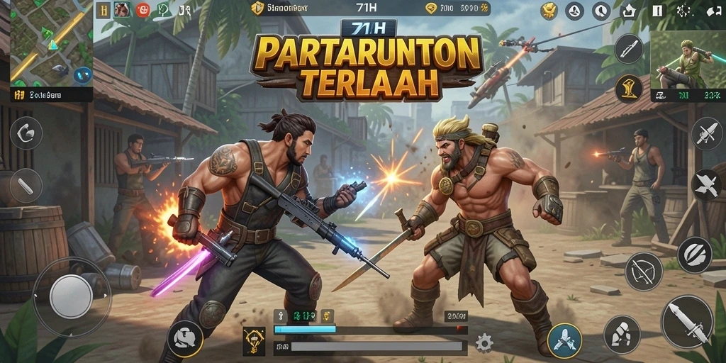 Menampilkan aksi mendebarkan dalam gameplay Battle Royale 71H.