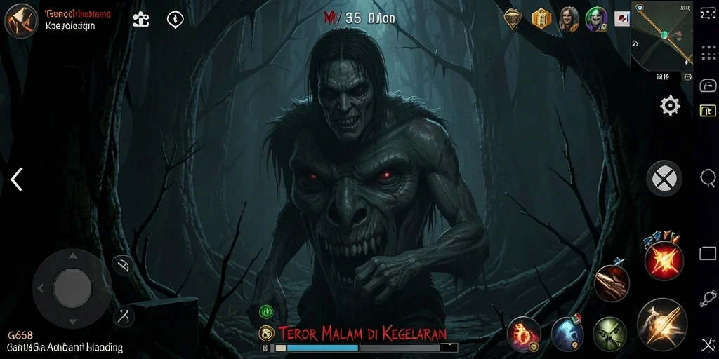 Tampilan gameplay menakutkan dari G668 dengan suasana horor yang mencekam.