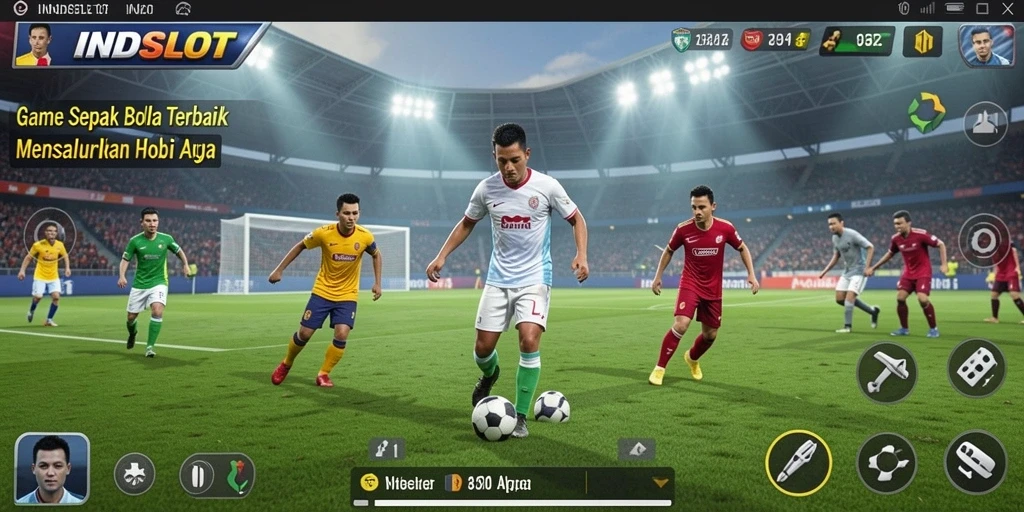 Tampilan screenshot INDSLOT yang menunjukkan aksi di lapangan sepak bola.