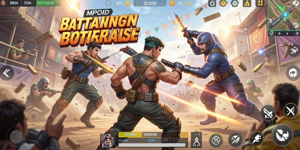 Tangkapan layar MPOID menampilkan aksi seru dalam pertarungan Battle Royale.