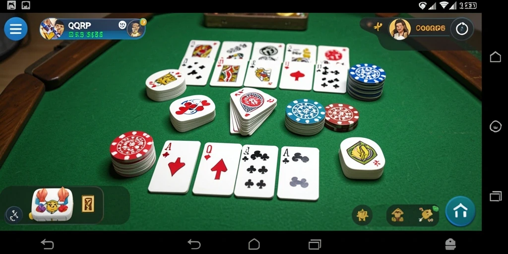 Screenshot utama QQRP menunjukkan gameplay Gaple yang seru dan interaktif.