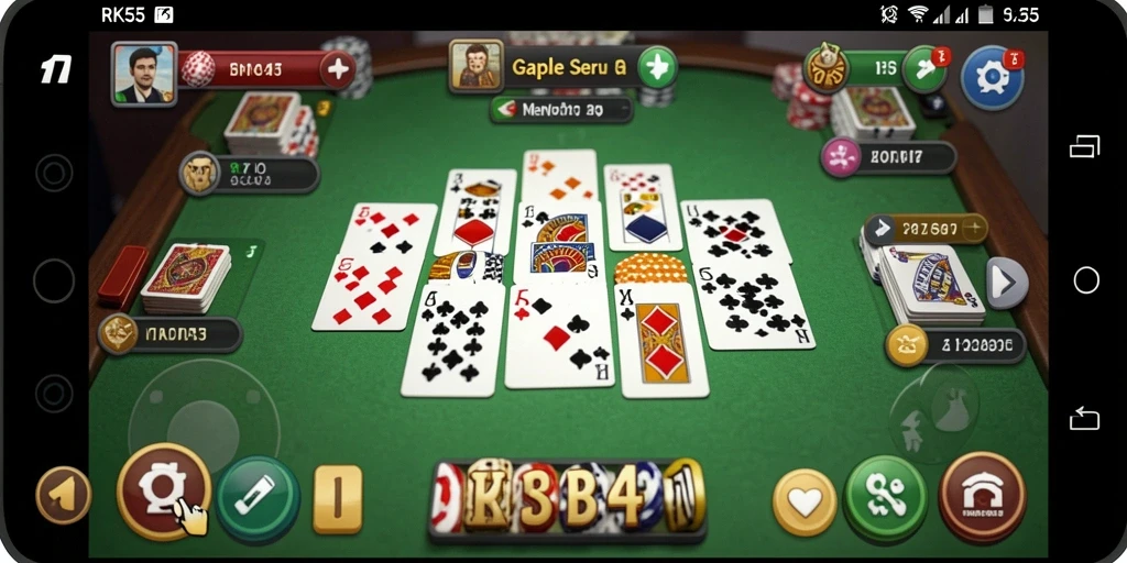 Gambaran gameplay seru dari RK55 dalam permainan Gaple.