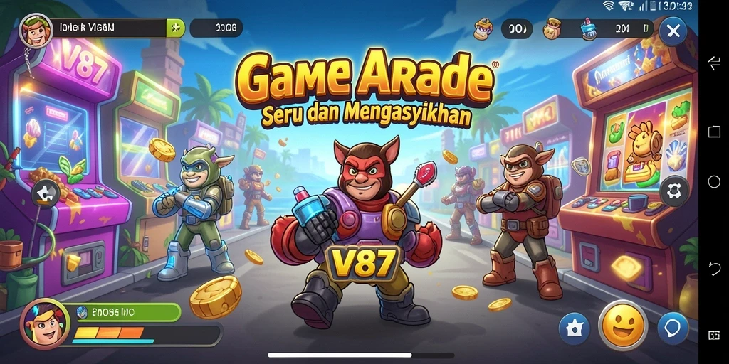 Screenshot gameplay V87 menampilkan momen aksi yang menegangkan.